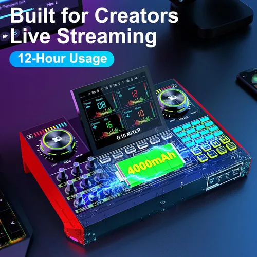 Miniatura 6 de Conjunto de micrófono de podcast con tarjeta de sonido en vivo y mezclador de audio, equipo de podcast con micrófono BM800 de 3.5mm para PC/YouTube