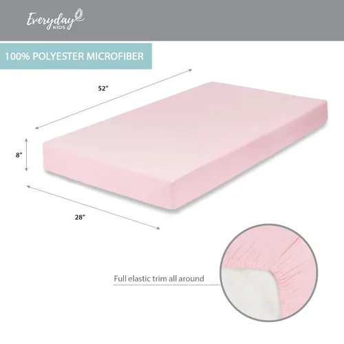 Miniatura 3 de EVERYDAY KIDS - Sábana bajera para cuna, 100% micro fibra suave, transpirable e hipoalergénica, se adapta al colchón de cuna tamaño estándar de 28