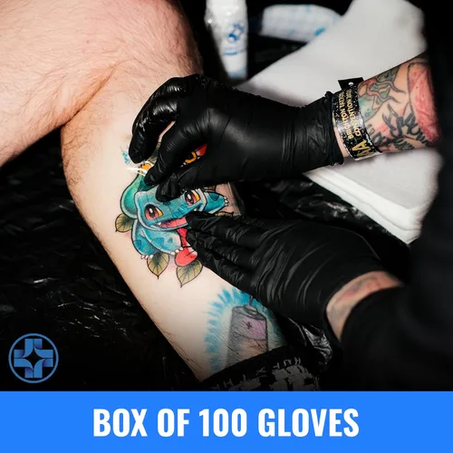 Miniatura 7 de Saniderm Guantes de tatuaje de nitrilo – Caja de 100 – Guantes desechables duraderos de 4.5 mil, sin polvo, sin látex