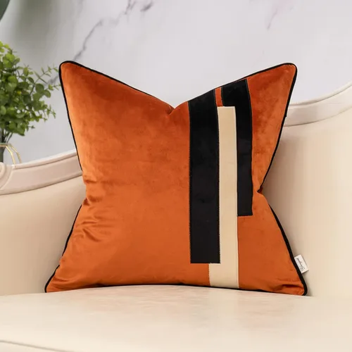 Miniatura 9 de Yangest Funda de Almohada Decorativa de Terciopelo Negro con Rayas Patchwork, Funda de Cojín Moderna de 18x18 Pulgadas para Sofá, Sillón