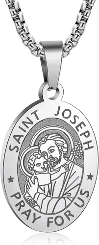 Miniatura 16 de Collar de patrón de santo, San Miguel/Virgen María/Rafael/Judá/Cristóbal/Benedicto/José/Patricio/Francisco/Florián/Tomás/Antonio, acero inoxidable