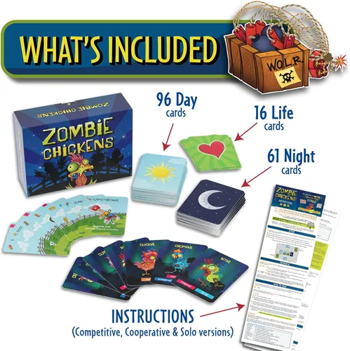 Miniatura 7 de Zombie Chickens - Divertidos juegos de cartas familiares para adultos, adolescentes y niños - Juego de zombis de supervivencia, 3 formas de jugar
