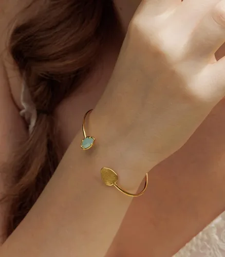Miniatura 34 de OZEL - Pulseras para mujer, chapados en oro real de 18 quilates, pulseras de oro de cristal colorido para regalos