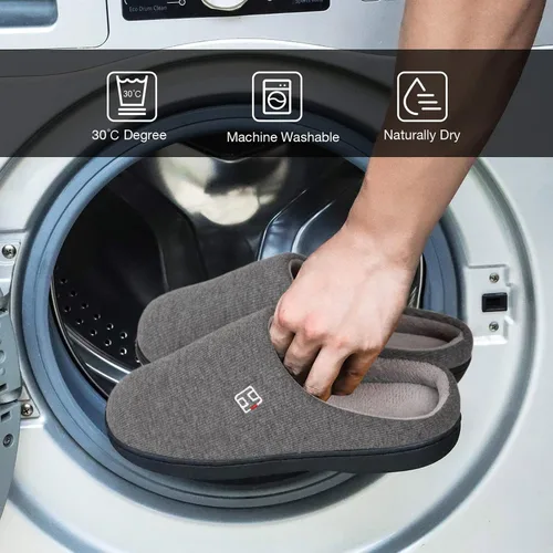 Miniatura 5 de HomeIdeas Men's Coral Fleece Lining with High Density Memory Foam Classicism Slip-on Slipper