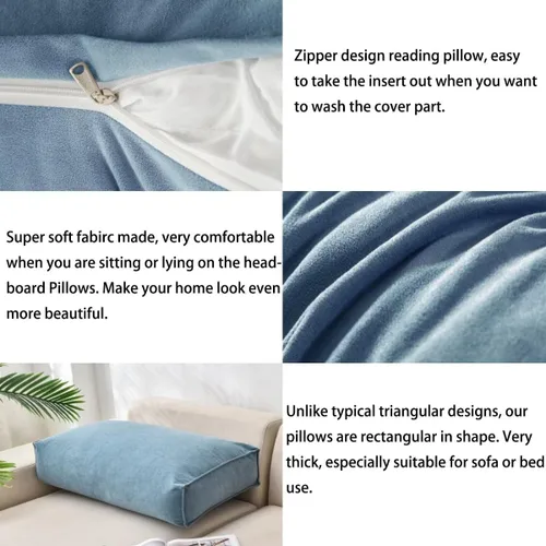 Miniatura 4 de Almohadas de cabecero, almohada de lectura gris, almohada para cabecero, respaldo de cama, cojín de espalda, cojín de posicionamiento de cintura