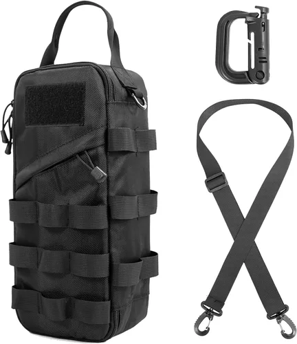 Pequeña bolsa de herramientas táctica con clip de anillo en D, organizador portátil de bolsa de almacenamiento EDC con múltiples bolsillos y bolsa