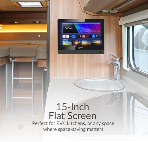 Miniatura 5 de Supersonic SC-1520VTV TV 15.6 pulgadas Smart AC/DC LED TV alimentado por VIDAA, 1080p, WiFi, altavoces incorporados, USB, 3 x HDMI ARC, para cocina