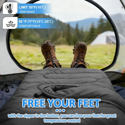 Miniatura 6 de Oaskys - Saco de dormir para acampar, para 3 estaciones, clima cálido y fresco, verano, primavera, otoño, ligero, resistente al agua, para adultos