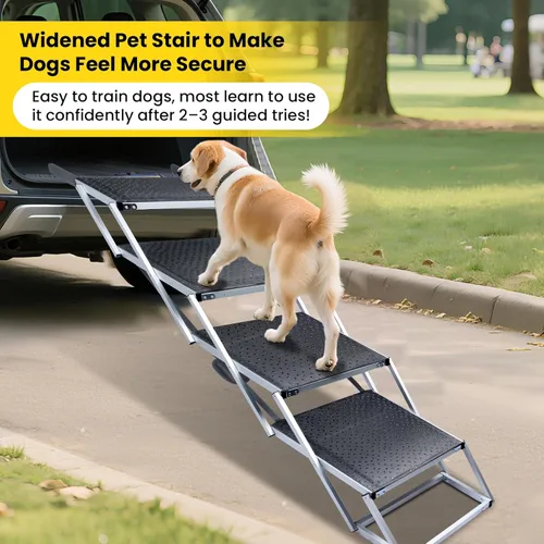 Miniatura 5 de Escaleras para perros grandes, rampa extra ancha para perros con superficie antideslizante, rampa plegable y portátil para automóvil para SUV