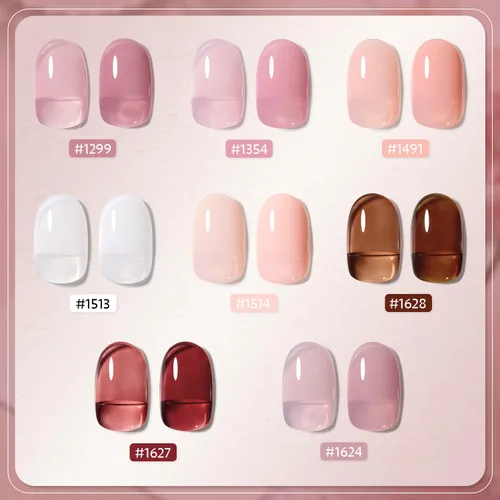 Miniatura 2 de GAOY Juego de esmaltes de uñas de gel gelatina, 8 colores translúcidos nude, blanco, rosa, marrón, neutros, transparentes, kit para salón y arte