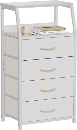 Miniatura 10 de Furnulem Cómoda negra con 5 cajones, cómoda de tela vertical para dormitorio, pasillo, entrada, habitación del bebé, organizador de armario, mesita