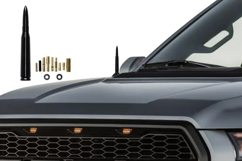 Miniatura 2 de 50 Cal Bullet Antena de repuesto Ford F150 F250 F350 Dodge Ram 1500 2500 Jeep Wrangler Toyota Tundra (negro)