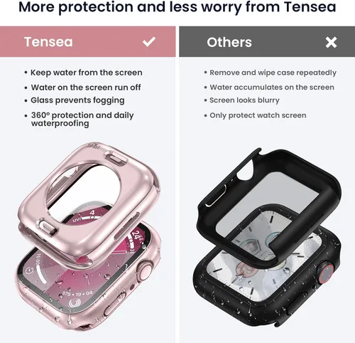 Miniatura 2 de Tensea (2 en 1) para Protector de Pantalla Impermeable para Apple Watch 41mm Serie 9/8/7 Accesorios, 360 Frente y Espalda, Funda Protectora de Cara