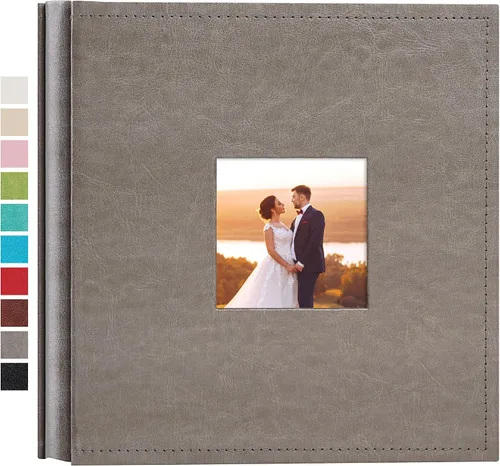 Miniatura 44 de potricher Álbum de fotos pequeño de 4 x 6 pulgadas, 200 fotos, cubierta de cuero, libro de fotos con 200 bolsillos horizontales para familia, boda