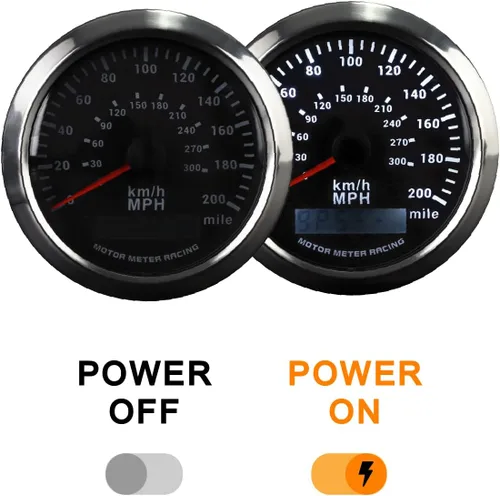 Miniatura 2 de MOTOR METER RACING W Pro 85mm 3-3/8" Velocímetro GPS Digital Odómetro 200 MPH/300 KMH Impermeable Dial Negro LED Blanco para Coche, Camión, Barco