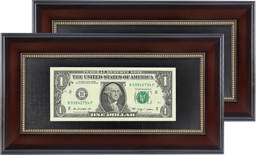 Miniatura 8 de GMFrames Marco de billetes de dólar de caoba con vidrio real de estera negra