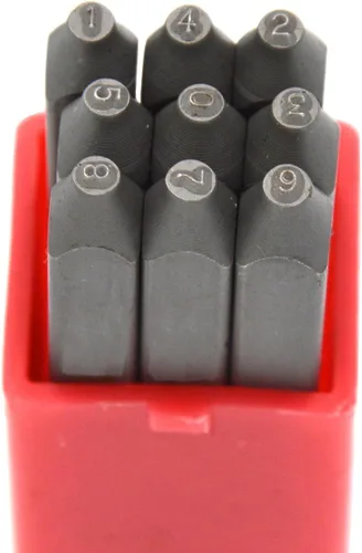 Miniatura 32 de Juego de 27 sellos de acero resistente con letras mayúsculas de 3/64" 1mm, kit de punzones de alfabeto para estampado a mano de caracteres, código