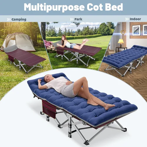Miniatura 3 de Slsy Catre de camping plegable para adultos con almohadilla, catres de dormir portátiles acolchados, cama de campamento con bolsa de transporte