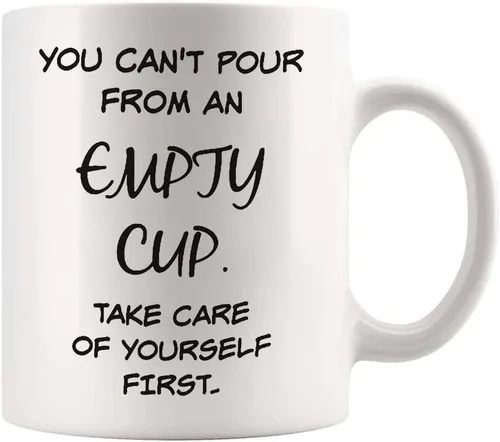 Miniatura 2 de Fonhark - No puedes verter de una taza vacía, cuídate primero, taza de café de 11 onzas, color blanco