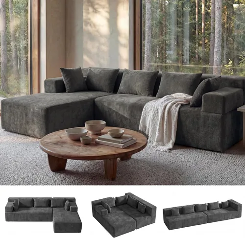 Miniatura 56 de MONVANE 55.5" Convertible Loveseat Sofa, 2-in-1 Boneless Sleeper Sofa Bed Futon Couch with Storage Pocket, Comfy Chenille Deep Seat Boneless Couch