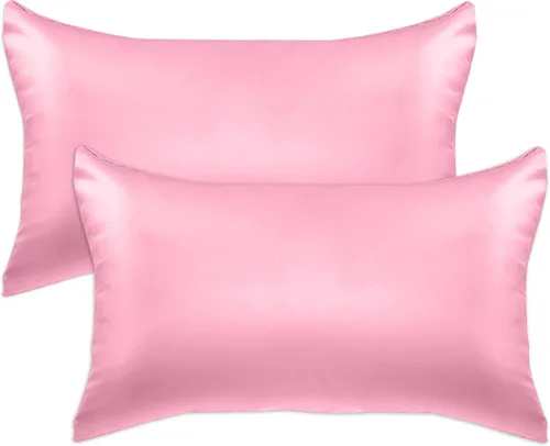 Miniatura 67 de Elegant Comfort Juego de 4 fundas de almohada de satén de viscosa refrescante con cierre de cremallera oculto, suave como la seda para el cuidado