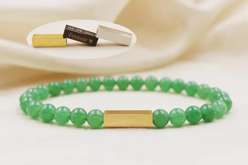 Miniatura 72 de Pulseras de cuentas personalizadas, Pulsera de piedras preciosas de 0.236 in, Pulsera grabada con láser, Pulsera de piedra natural, Pulseras unisex