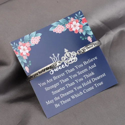 Miniatura 6 de LQRI Sweet 15 Gifts Girls Sweet 15 Jewelry Quinceañera Gift Princess Crown Bracelet May the Dreams You Hold Quearest Be those which come true