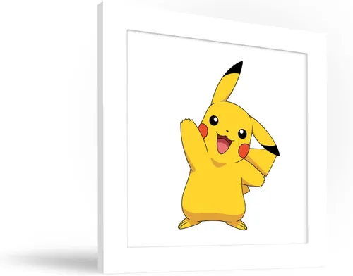 Miniatura 2 de Trends International Gallery Pops Pokemon - Pikachu Waving Pose - Arte de pared, versión enmarcada blanca, 12 x 12 pulgadas Versión enmarcada