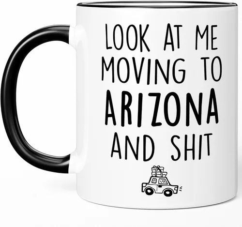 Miniatura 12 de Sweet & Salty Taza con texto en inglés «Look at Me Moving to Arizona», regalos para alguien que se muda fuera del estado, «Welcome Farewell Goodbye