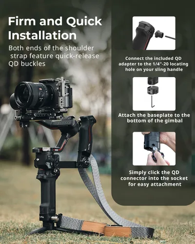 Miniatura 4 de SmallRig Mango de agarre de estabilizador de mano ajustable con correa para el hombro para DJI RS 3 / RS 3 Pro / RS 2 Estabilizador, agarre