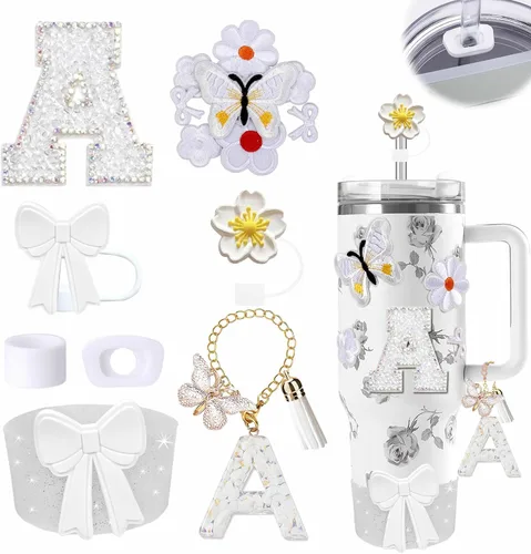 Miniatura 26 de 15 piezas de set de accesorios para vaso Stanley Cup 30oz 40oz con asa, incluye cubierta de pajita de silicona y bota, encanto de asa, encantos