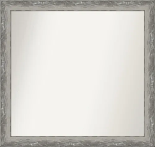 Miniatura 459 de Amanti Art Espejo de baño plateado para sobre el fregadero, 24 x 24 pulgadas, espejo cuadrado de peltre forjado a medida, marco de madera casual