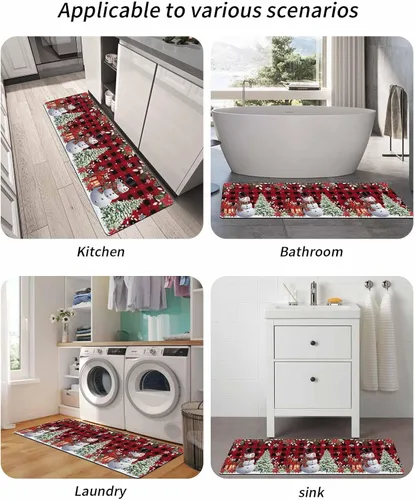 Miniatura 5 de Xmas Snowman Bath Mat for Tub,Non Slip Bathroom Floor Runner Rug Quick Dry & Absorbent Diatomaceous Earth Shower Sink Kitchen Washable