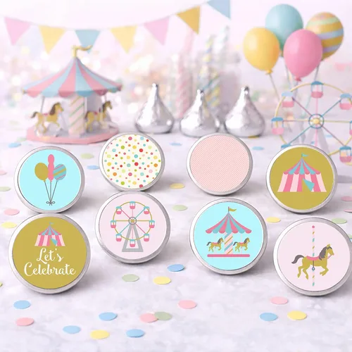 Miniatura 3 de Etiquetas de carrusel para chocolates Hershey Kisses - Calcomanías para fiesta de cumpleaños y baby shower, juego de 240