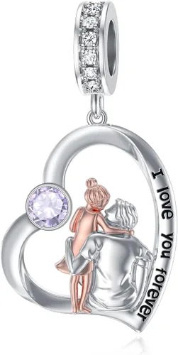 Miniatura 40 de PROESS Dije para padre, madre e hija, pulsera de plata de ley para pulseras, regalos de cumpleaños, día de San Valentín, para hija, madre, amante