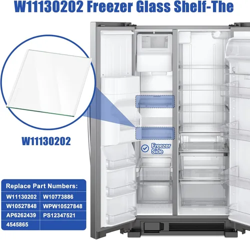 Miniatura 2 de Estante de vidrio para congelador W11130202 actualizado, estante de vidrio templado para refrigerador Whirlpool para reemplazo de estante
