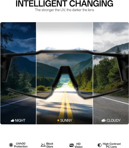 Miniatura 4 de KAPVOE Gafas de Ciclismo Fotocromáticas MTB Bicicleta de Montaña Lentes de Transición para Hombres Mujeres - K9022 01