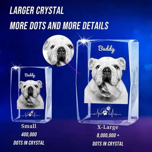Miniatura 2 de Marco de fotos de cristal 3D personalizado con luz nocturna para mascotas conmemorativo con mis fotos, regalo de aniversario de Navidad
