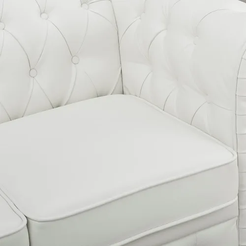 Miniatura 8 de Naomi Home Chesterfield - Sofá de amor de cuero, mini sofá de amor, pequeño con brazos curvos, cojines capitoné, sofás de amor de 2 asientos