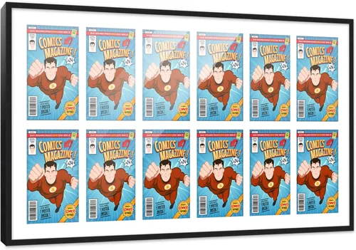 Miniatura 57 de Poster Palooza Marco de cómic con paspartú para 1 cómic de la Edad de Bronce publicado entre 1970 y 1985, marco de cómic negro para cómic de 7.25 x