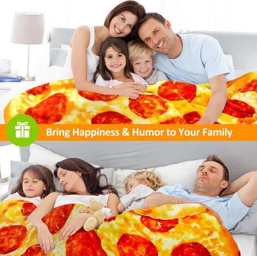 Miniatura 3 de Manta de Pizza de 63 Pulgadas Tamaño Adulto de Doble Cara, Manta de Comida de Pizza para Adultos y Niños, Mantas Divertidas de Doble Cara Realistas