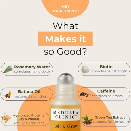 Miniatura 7 de Suero Roll-On para el crecimiento del cabello – 5% romero, 3% proteína y 2% cafeína – Aceite de batana y biotina para el cuero cabelludo