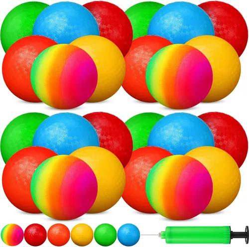 Miniatura 11 de Vinsot Paquete de 12 bolas inflables de 8.5 pulgadas para parque infantil, bolas inflables para niños, balón inflable con bomba de mano