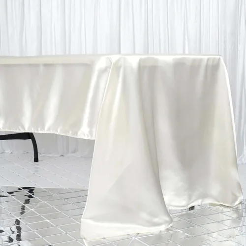 Miniatura 92 de Efavormart - Mantel rectangular de satén, 90 x 132 pulgadas, suave, oblongo, lavable, mantel decorativo de tela sedosa para bodas, fiestas, Plata