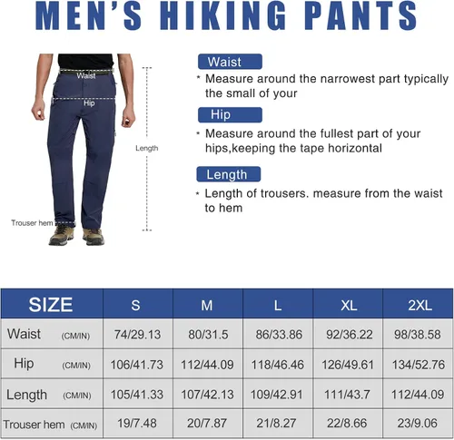 Miniatura 6 de FEIXIANG Pantalones de senderismo para hombre, ligeros, tácticos, de secado rápido, impermeables, con 4 bolsillos con cremallera