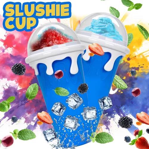 Miniatura 4 de Slushy Cup & Slushy Maker - Vaso portátil para licuados de frutas, leche y helado, doble capa de sílice con tapa y popote para niños, amigos y Rosa