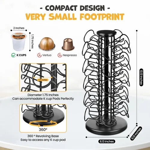 Miniatura 3 de BLACKSMITH FAMILY Portavasos K, soporte para tazas K, soporte para tazas K, carrusel de taza K, soporte organizador de almacenamiento de cápsulas