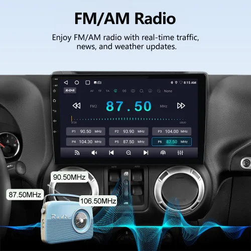 Miniatura 4 de AWESAFE Radio de coche estéreo Android 13 para Jeep Wrangler JK 2007-2018 Dodge Ram 1500 2500 2009 2010 2011 2012 Grand Cherokee con CarPlay Android