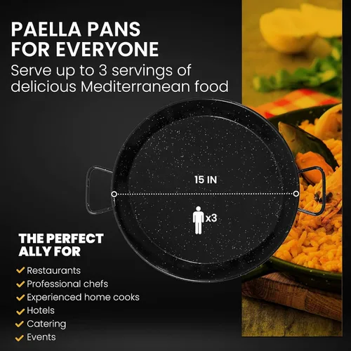 Miniatura 4 de Machika Sartén para paellas, utensilios de cocina de inducción profesionales, sartén antiadherente de acero esmaltado para cocinar comida