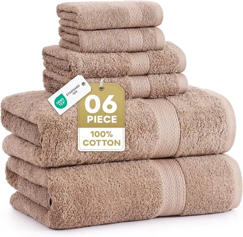 Miniatura 16 de LANE LINEN Juego de 6 toallas turcas de 100 % algodón para baño, súper suaves, de secado rápido y altamente absorbentes, 2 toallas de baño, 2 paños